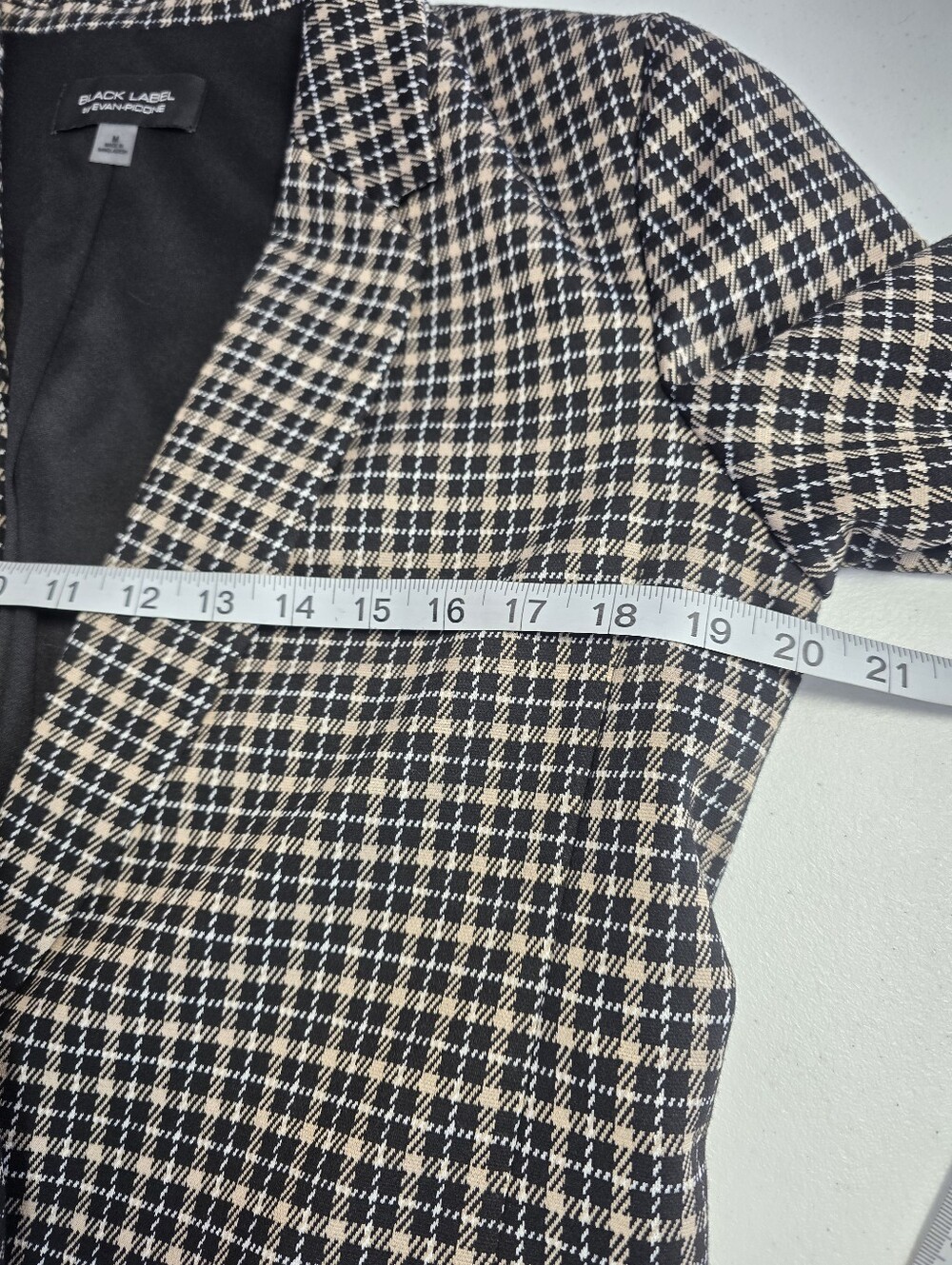 Black Label by Evan-Picone Houndstooth Open Front Blazer Jacket M - Picture 5 of 10